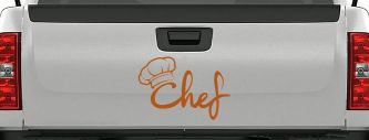 Chef with Hat Business Car or Truck Window Decal Sticker (Nut Brown)