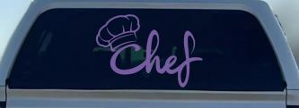 Chef with Hat Business Car or Truck Window Decal Sticker (Purple)