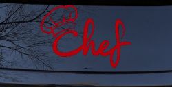 Chef with Hat Business Car or Truck Window Decal Sticker (Red)