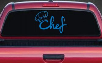 Chef with Hat Business Car or Truck Window Decal Sticker (Sky Blue)