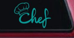 Chef with Hat Business Car or Truck Window Decal Sticker (Turquoise)