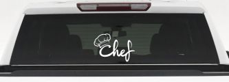 Chef with Hat Business Car or Truck Window Decal Sticker (White)