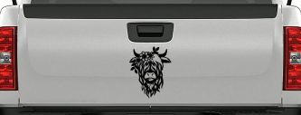 Cute Long Hair Cow with Flowers Car or Truck Window Vinyl Decal Sticker (Black)