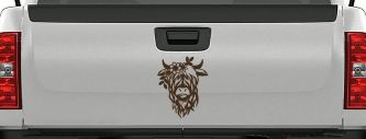 Cute Long Hair Cow with Flowers Car or Truck Window Vinyl Decal Sticker (Brown)