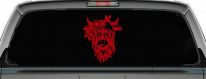 Cute Long Hair Cow with Flowers Car or Truck Window Decal Sticker (Red)