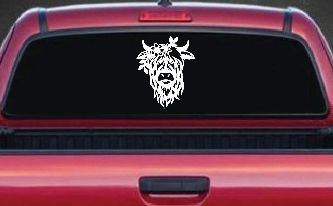 Cute Long Hair Cow with Flowers Car or Truck Window Decal Sticker