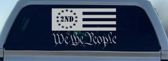American Flag 2nd Amendment We The People Patriotic Car or Truck Window Decal Sticker (Light Gray)