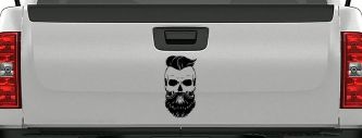 Beard Skull Car or Truck Window Decal Sticker (Black)