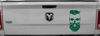 Beard Skull Car or Truck Window Vinyl Decal Sticker (Dark Green)