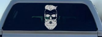 Beard Skull Car or Truck Window Decal Sticker (Light Gray)