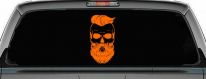 Beard Skull Car or Truck Window Decal Sticker (Orange)
