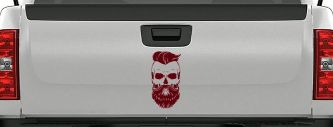 Beard Skull Car or Truck Window Decal Sticker (Purple Red)
