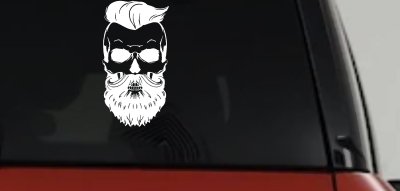 Beard Skull Car or Truck Window Vinyl Decal Sticker