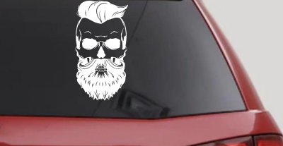 Beard Skull Car or Truck Window Vinyl Decal Sticker