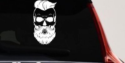 Beard Skull Car or Truck Window Vinyl Decal Sticker