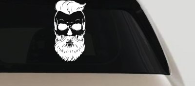 Beard Skull Car or Truck Window Vinyl Decal Sticker