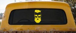 Beard Skull Car or Truck Window Decal Sticker (Yellow)