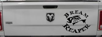 Bream Reaper Oval Bone Bream Funny Fishing Car or Truck Window Decal Sticker (Black)