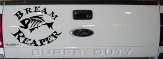 Bream Reaper Oval Bone Bream Funny Fishing Car or Truck Window Decal Sticker (Black)