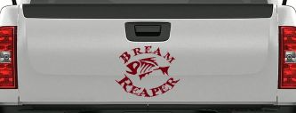 Bream Reaper Oval Bone Bream Funny Fishing Car or Truck Window Decal Sticker (Burgundy)