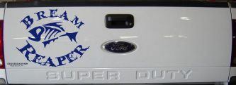 Bream Reaper Oval Bone Bream Funny Fishing Car or Truck Window Decal Sticker (Navy)
