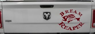 Bream Reaper Oval Bone Bream Funny Fishing Car or Truck Window Decal Sticker (Purple Red)