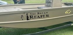 The Bream Reaper Bone Bream Grim Reaper Funny Fishing Car or Truck Window Decal Sticker (Black)