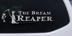 The Bream Reaper Bone Bream Grim Reaper Funny Fishing Car or Truck Window Decal Sticker (Light Gray)