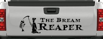 The Bream Reaper Bone Bream Grim Reaper Funny Fishing Car or Truck Window Decal Sticker (Matte Black)