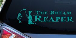 The Bream Reaper Bone Bream Grim Reaper Funny Fishing Car or Truck Window Vinyl Decal Sticker (Turquoise)