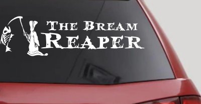 The Bream Reaper Bone Bream Grim Reaper Funny Fishing Car or Truck Window Vinyl Decal Sticker