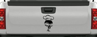 Alien Chef Sci Fi Car or Truck Window Decal Sticker (Black)