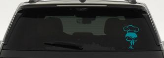 Alien Chef Sci Fi Car or Truck Window Vinyl Decal Sticker (Turquoise Blue)