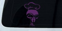 Alien Chef Sci Fi Car or Truck Window Decal Sticker (Violet)