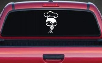 Alien Chef Sci Fi Car or Truck Window Decal Sticker