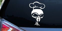 Alien Chef Sci Fi Car or Truck Window Decal Sticker