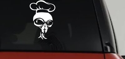 Alien Chef Sci Fi Car or Truck Window Vinyl Decal Sticker