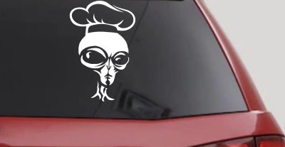 Alien Chef Sci Fi Car or Truck Window Vinyl Decal Sticker