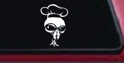 Alien Chef Sci Fi Car or Truck Window Decal Sticker