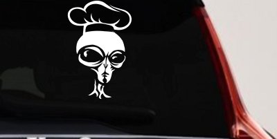 Alien Chef Sci Fi Car or Truck Window Vinyl Decal Sticker