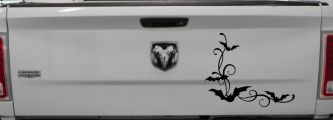 Bats Corner Swirl Car or Truck Window Decal Sticker (Black)