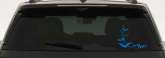 Bats Corner Swirl Car or Truck Window Vinyl Decal Sticker (Sky Blue)