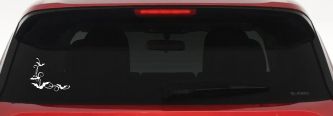Bats Corner Swirl Car or Truck Window Decal Sticker (White)