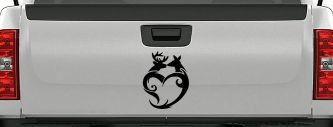 Buck and Doe Deer In Heart Kissing Hunting Car or Truck Window Decal Sticker (Black)