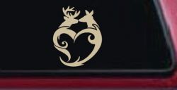 Buck and Doe Deer In Heart Kissing Hunting Car or Truck Window Decal Sticker (Desert Sand)