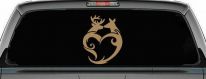 Buck and Doe Deer In Heart Kissing Hunting Car or Truck Window Decal Sticker (Light Brown)