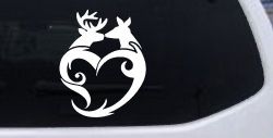 Buck and Doe Deer In Heart Kissing Hunting Car or Truck Window Decal Sticker