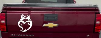 Buck and Doe Deer In Heart Kissing Hunting Car or Truck Window Decal Sticker (White)