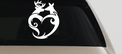 Buck and Doe Deer In Heart Kissing Hunting Car or Truck Window Vinyl Decal Sticker
