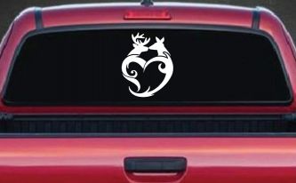 Buck and Doe Deer In Heart Kissing Hunting Car or Truck Window Decal Sticker